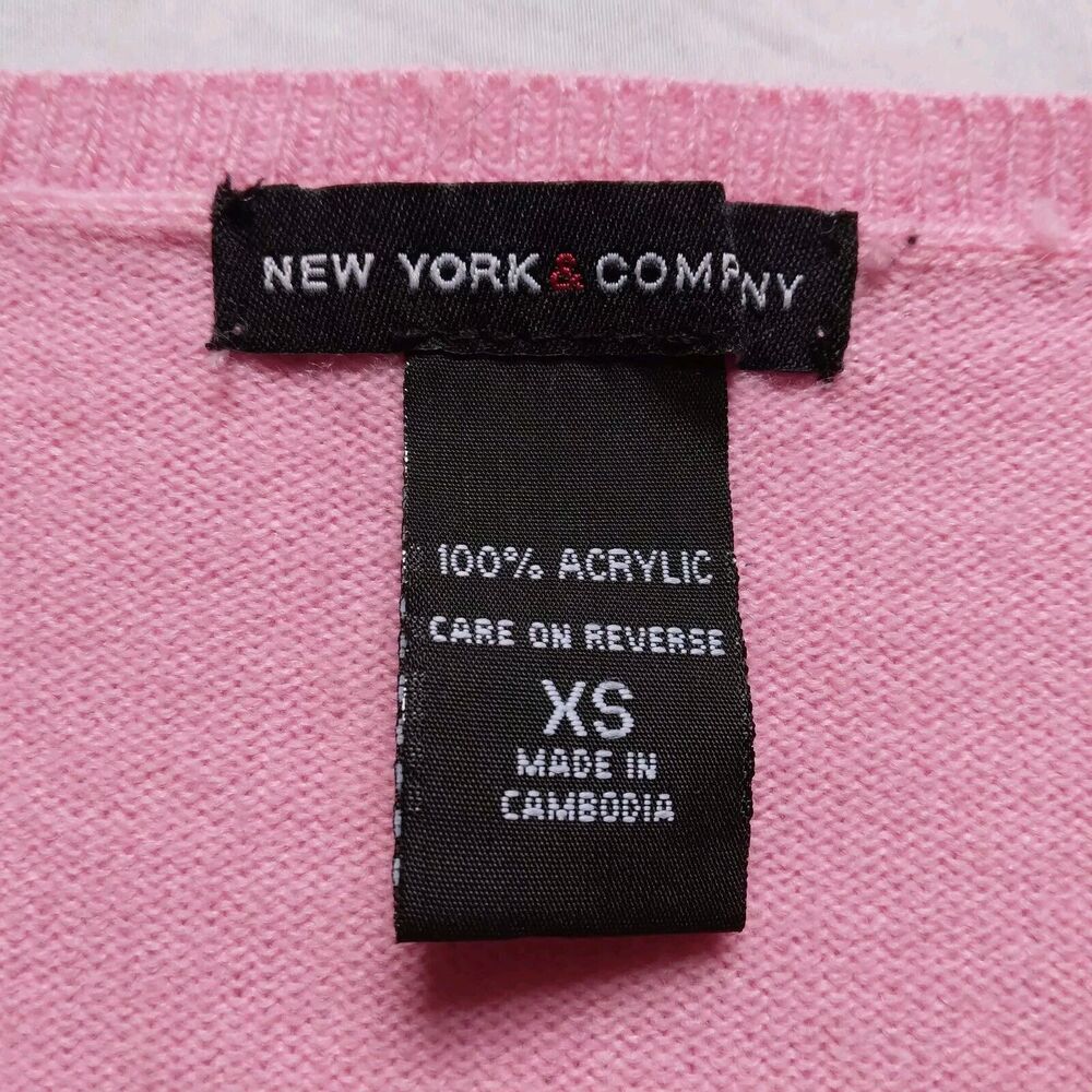 New York and Company Pink Argyle Sweater Academia Barbie Womens Size XS - Picture 6 of 10